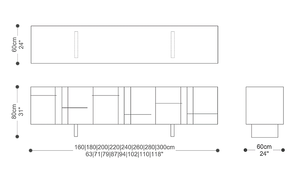 Image of the main dimensions of the product